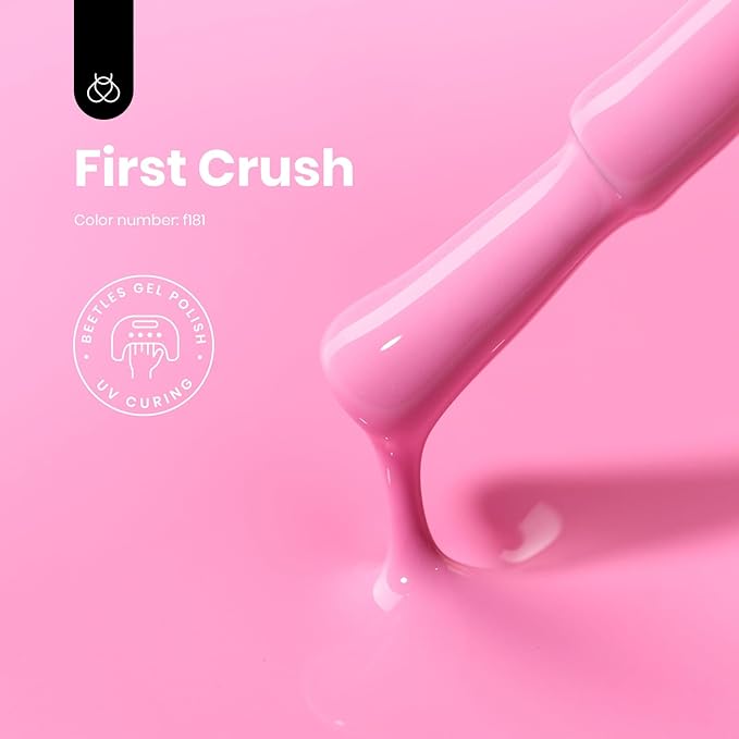 Beetles Pink Gel Polish - First Crush 15ML/0.51Fl Oz, Light Pink Gel Nail Polish, Soak Off UV LED Lamp Nail Art, Long-Lasting Manicure Salon DIY Home Spring Nails - Gifts for Her