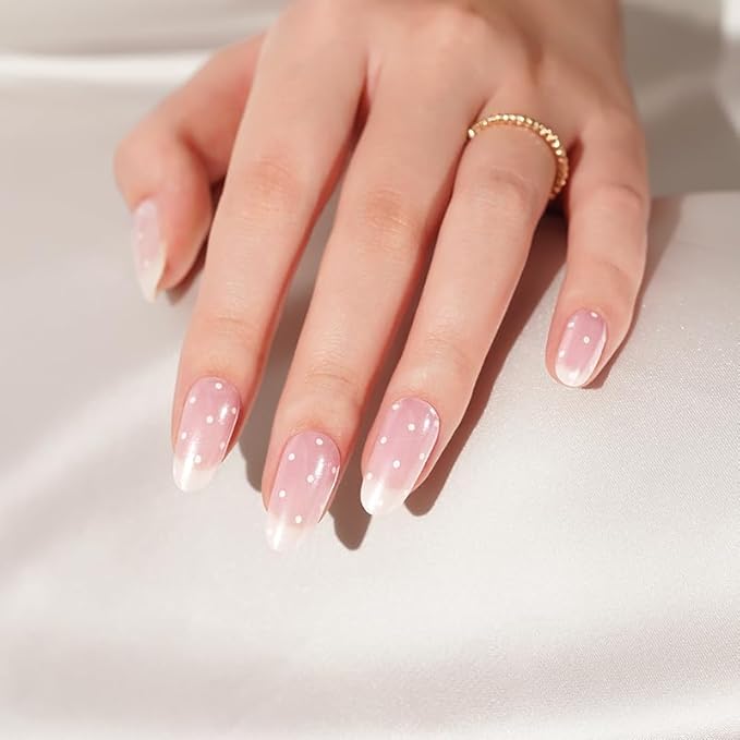 Semi-Cured Gel Nail Strips - 20 Salon-Quality Gel Sticker with UV Light Required, Long Lasting, Easy Application & Removal, Includes Prep Pad, Nail File, Wooden Stick – Powdered Sugar