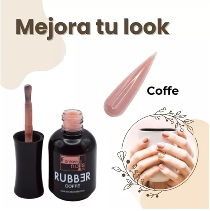 Fantasy Nails Rubber Nail Polish Set, 4 Colors, Crystal Flake Coffee Rose, 0.05 fl oz Each