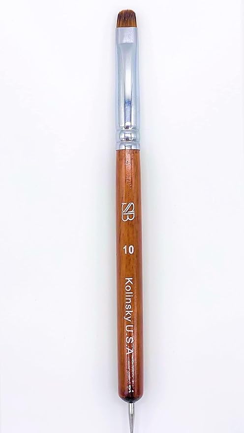 Premium Kolinsky French Brush (Size 10 with Dotting Tool, Wood Handle)