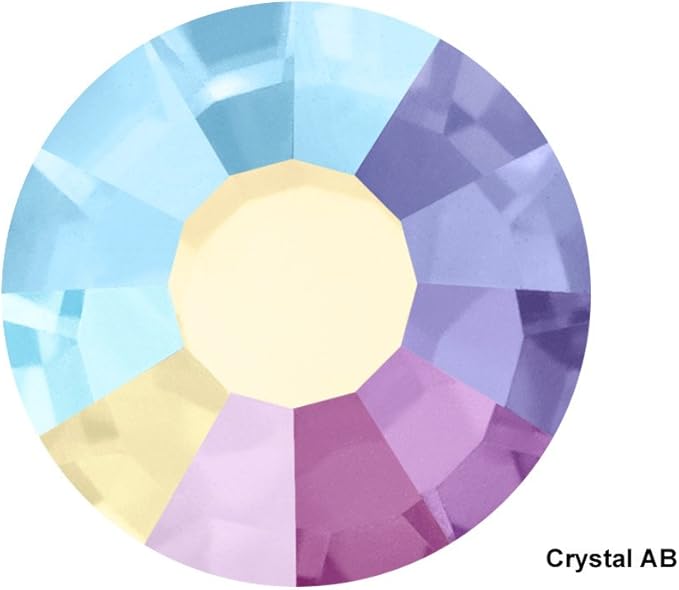 1440pcs ss10 (2.8mm) Crystal AB, Preciosa Genuine Czech Crystals New VIVA12 MC Chaton Rose Flatbacks, 12-Faceted Viva Rhinestone Roses, 10ss Clear Coated with Aurora Borealis, Great for Nail Art