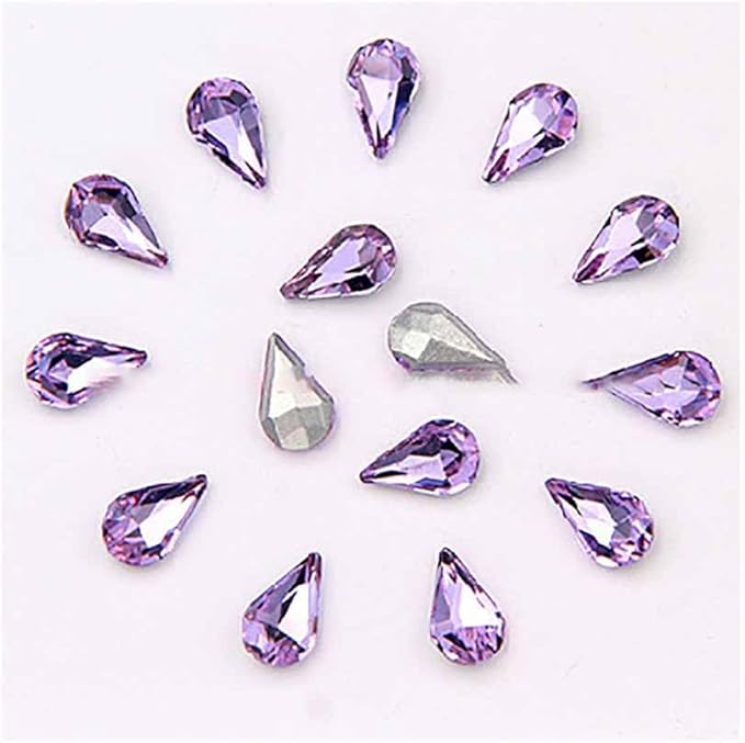 200Pcs Water Drop Nail Rhinestones Fancy Rhinestones Water Drop Nail Crystal Jewelry Making Rhinestones Suitable for DIY Crafts and Nail Art（Purple1）
