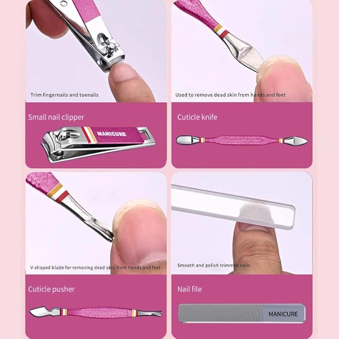 Manicure Pedicure Set, 19-Piece Premium Stainless Steel Grooming Kit Crafted with Care – Professional Nail Clippers & Tools with Travel Case for Men & Women