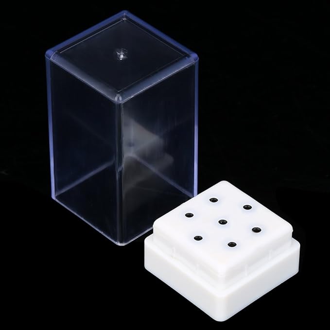 7 Holes Nail Drill Heads Bits Holder Organizer Box Container for Nail Grinding Heads Display