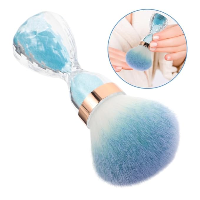 FRCOLOR 2Pcs Nail Dust Brush Acrylic Nail Art Dust Powder Brush Makeup Blush Brush Clean Up Tools Nail Art Brush Sky-blue