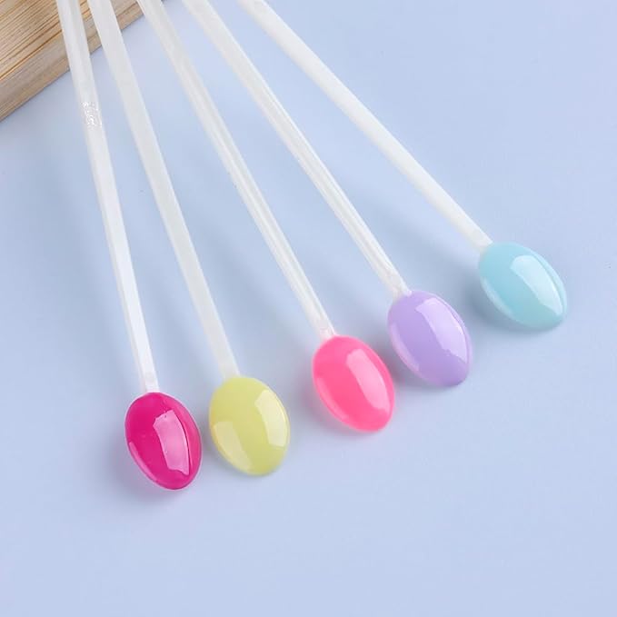 150 Pcs Nail Swatch Sticks with Ring, Natural Beige Spoon Shaped Nail Art Polish Color Display Practice Tips, Acrylic False Nail Sample Sticks Practice Tools for Home or Salon Use
