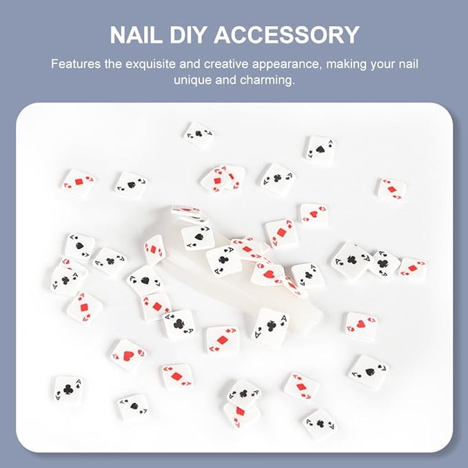 minkissy Poker Card Nail Charms Polymer Clay Nail Art Accessories for Diy Manicure 4.33X2.75In Unique Simulation Playing Card Design Durable Decoration