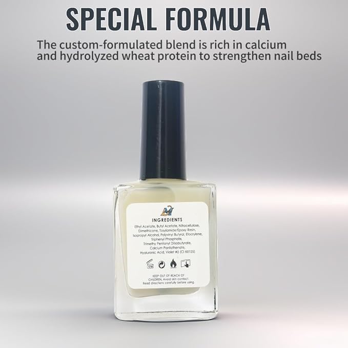 M&G Avenue Nail Hardener Strengthening Steel Serum for Weak & Damaged Nails, Cruelty-Free Formula, Soft White