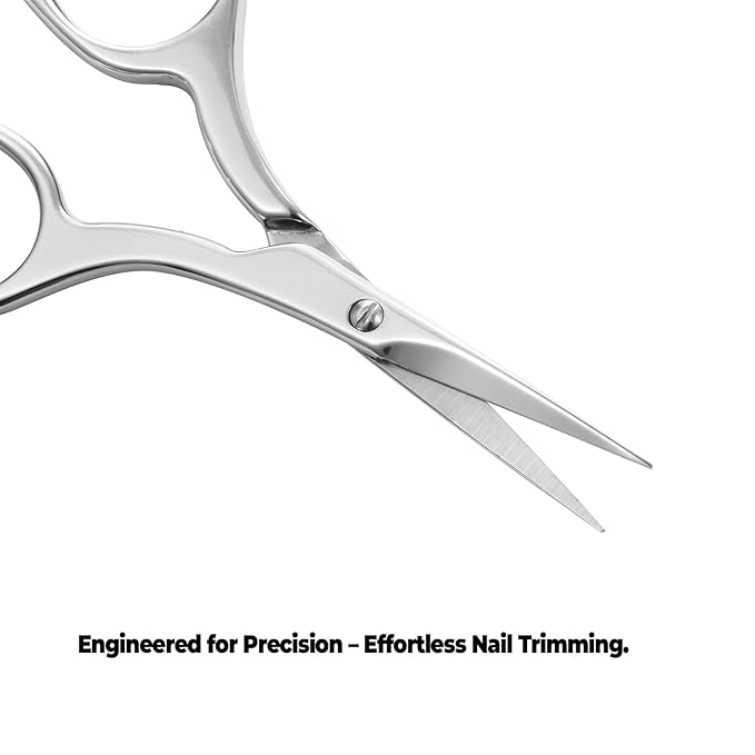 LIVINGO Nail Scissors - Precision Grooming Sharp Blade Pointed Tip Manicure Cuticle Trimming Fingernails, Toenails, Stainless Steel