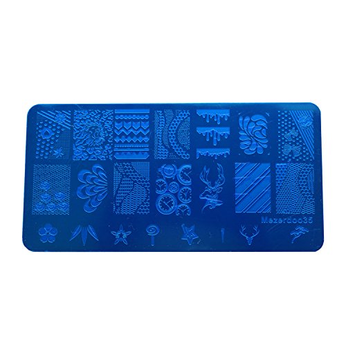 Mezerdoo 9Pcs Rectangle Nail Stamping Template Image Plates Lace Flower Strip Nails Stamp Stencil