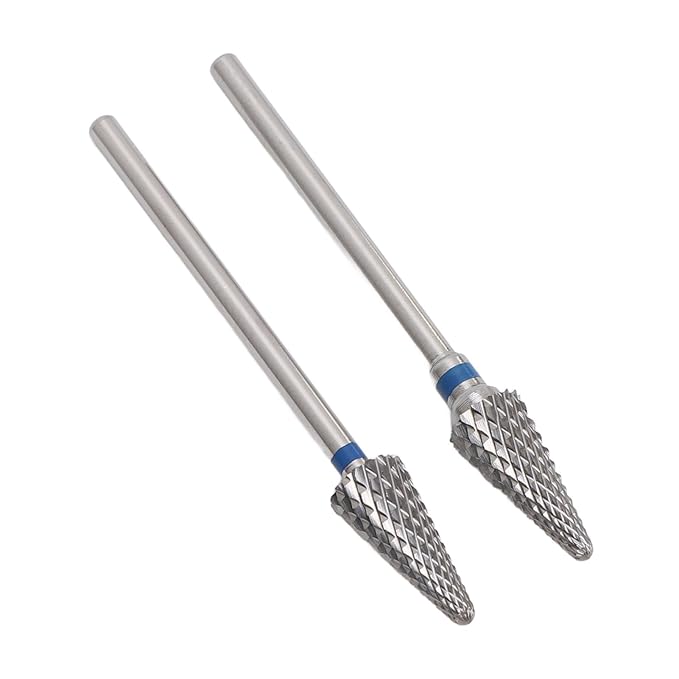 Tungsten Tapered Nail Drill Bit 2pcs, Long Lasting Cone Nail Art Grinding Heads Smooth Shaping, Electric Drill File Removal, for Manicure Pedicure Tool