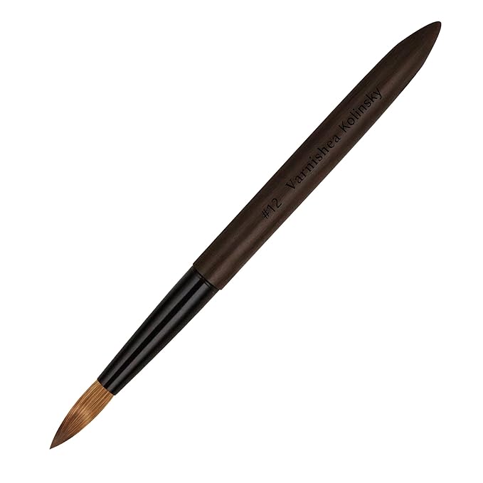 100% Pure Kolinsky Hair Acrylic Nail Brush Ebony Wood Handle Professional Manicure Brushes for Powder Nail Acrylic Application - Salon & DIY Nail Art Essentials - Size 12, 1.0 Count