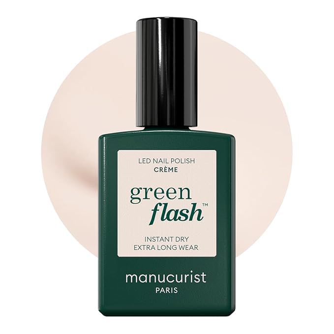 Manucurist Green Flash Gel Polish - Crème (Off-White) - UV & LED Gel Nail Polish - 12-Free, Bio-Sourced (84%) - Professional Manicure - 15 ml