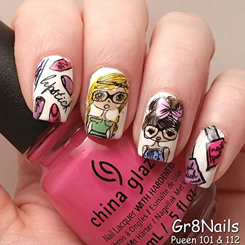 PUEEN Nail Art Stamp Collection Set 24M - Make Your Day - 24 Unique Nail Art Image Plates (144 Images) with Storage Case - Stainless Steel Plates with Protective Nylon Screen