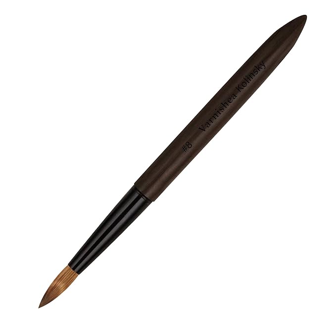 100% Pure Kolinsky Hair Acrylic Nail Brush Ebony Wood Handle Professional Manicure Brushes for Powder Nail Acrylic Application - Salon & DIY Nail Art Essentials - Size 8, 1.0 Count