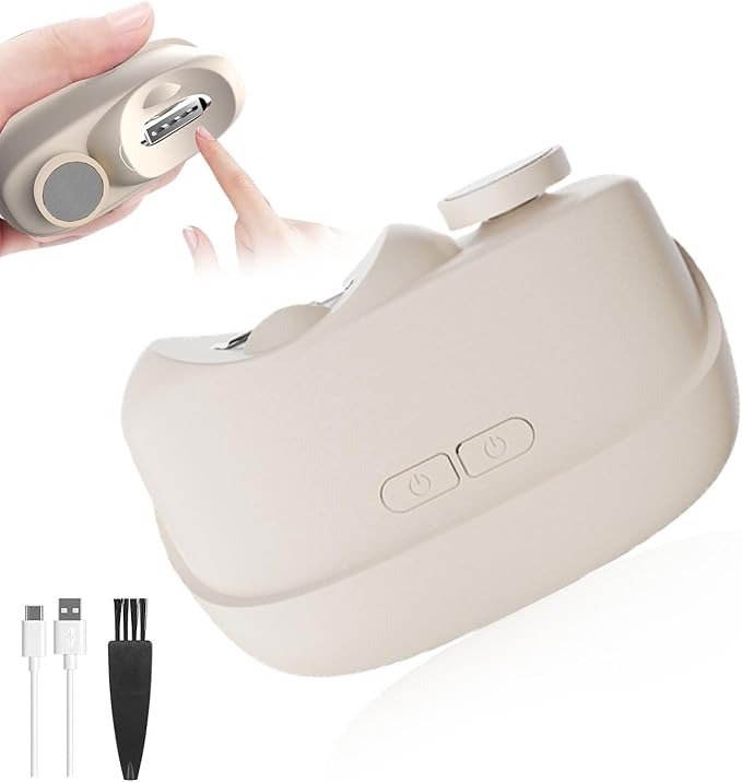 Electric Nail Clippers for Seniors,Smart Nail Clippers 2026 New 3 in 1 Electric Toenail Clipper with Polishing and LED Light,Smart Toenail Clipper 2 Adjustable Speeds for Adults,Baby (Apricot)