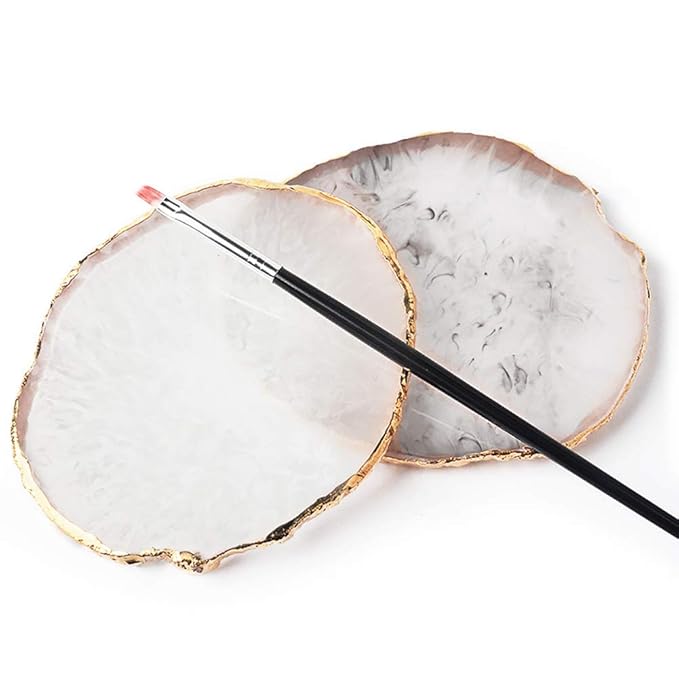 AKOAK 1 Pack Natural Resin Agate Phnom Penh Nail Glue Palette Crystal Edge Shooting Props Toning Works Display Board Tool (White)