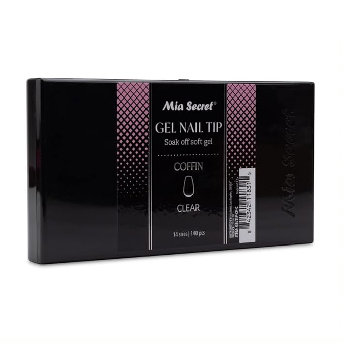 Mia Secret Soak off CLEAR Soft Gel Nail Tip MADE IN USA for Salon and DIY (Clear 140 Tips, Coffin)