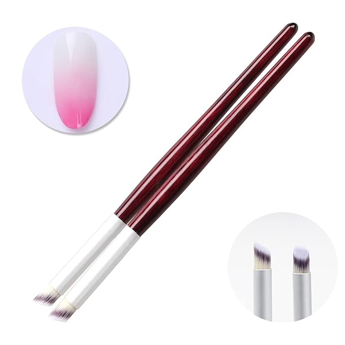 JERCLITY 5pcs Nail Gradient Brush Set With Red Wooden Handle Nail Drawing Brush UV Gel Design Builder Painting Pen