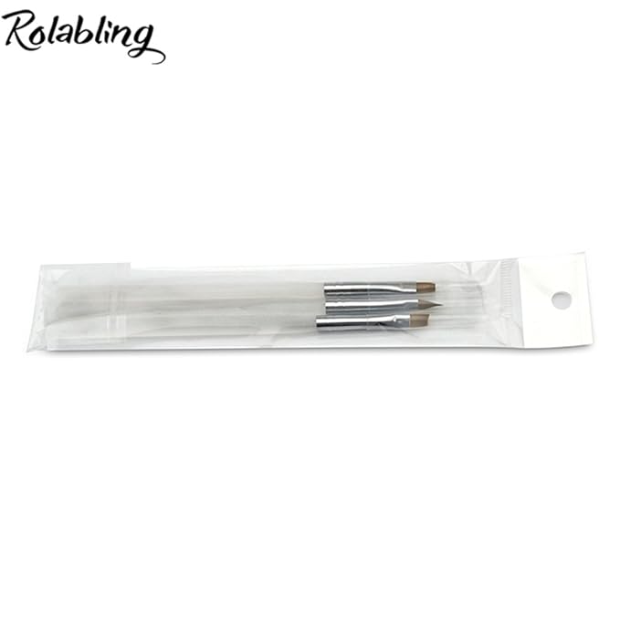 3pcs/set Sharp & Flat & Tilted head Nail Brush Nail Art Acrylic UV Gel Salon Pens Flat Brushes Kit Nail Art Brush Tools (Size3-3)