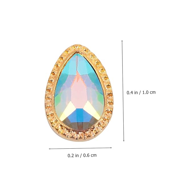 Beaupretty 30Pcs Crystal Nail Art Rhinestones 3D Glitter Waterdrop Oval Nail Gems Stone DIY Jewelry Flat Back Nail Studs Manicure Stickers for Nail Decor Phone Charms