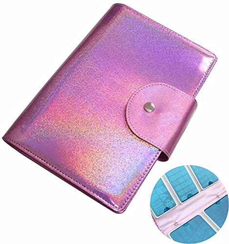 50 Slots Image Stamper Plate Collection Nail Art Stamp Plate Stamping Plates Cases Stamp Nail Template Organzier for 6.0x12.0cm and 9.5X14.5CM Nail Art Plates(Pink)