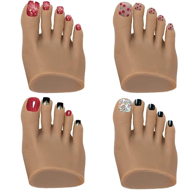 Lifelike Silicone Practice Foot Nail Training Foot Mannequin Flexible Bendable Silicone Foot Model with Table Clip for Acrylic Nails Art Training Display DIY (2#-Right)
