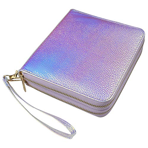 120 Slots Nail Stamping Plate Holder Case Laser Style Rectangular Manicure Nail Art Plate Organizer with Double Zipper Nail Template Case (A)