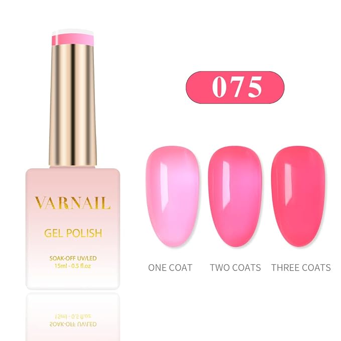 VARNAIL Jelly Land Jelly Gel Nail Polish Kit 6 Colors 15 ml, Translucent Colorful Sheer Gel Polish, Salon Quality Soak off UV Light Gel Nail Polish Set