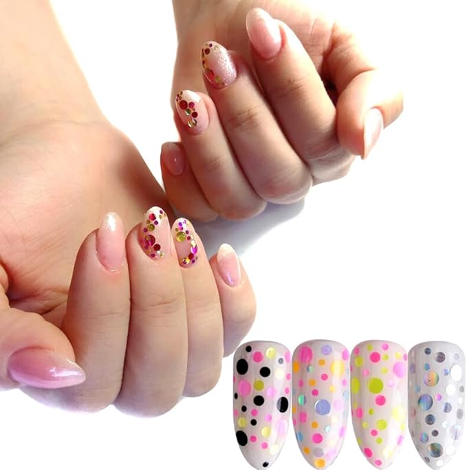 3 Boxes Circle Stickers Gem Stickers Round Nail Glitter Nail Decorations Glitter Paillette Nail Stickers for Nail Art Jewelry Kit Thin Nail Sequins Round Stickers Variety Decorate