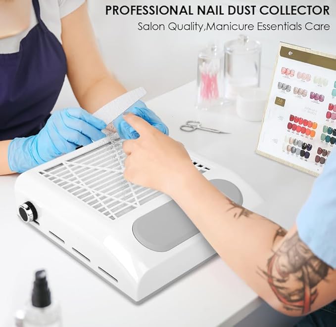 Nail Dust Collector Vacuum 80W Adjustable Power Suction CoFashion Nail Dust Cleaner Machine for Manicure, Dust Collector for Nails for Salon Home Use- Nail Filter When Using Nail Drill