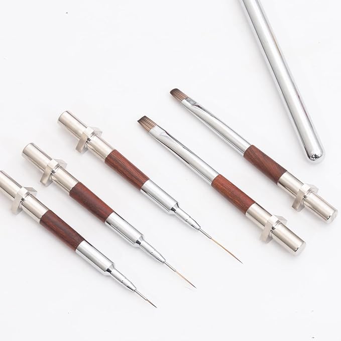 Nail Art Brushes, Metalic Nail Art Liner Brush with 4Pcs Brush Heads