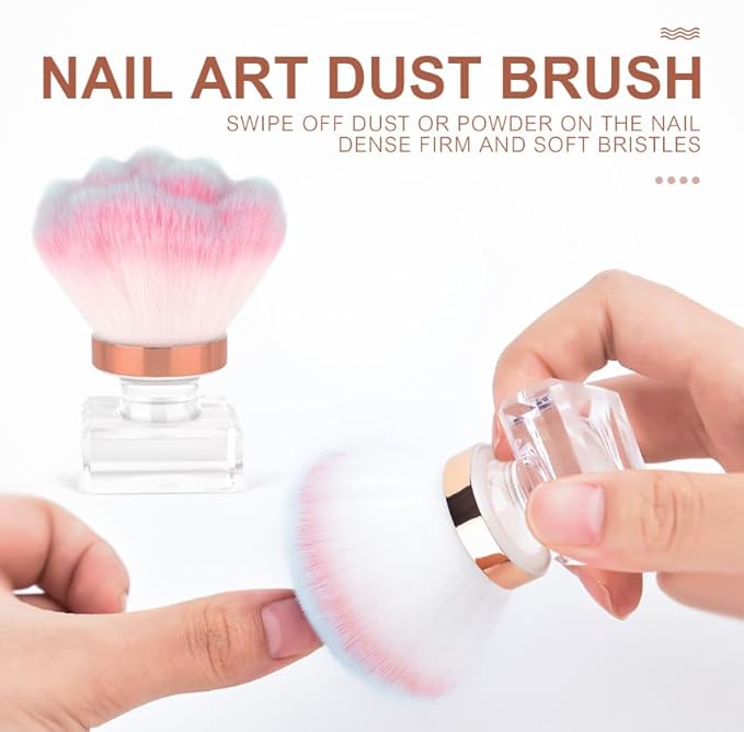 Nail Art Dust Brush Nail Dust Brush Nail Powder Brush Soft Bristle Nail Brush Nail Cleaning Tools Cleaning Nail Brush (Mushroom head pink tricolor)