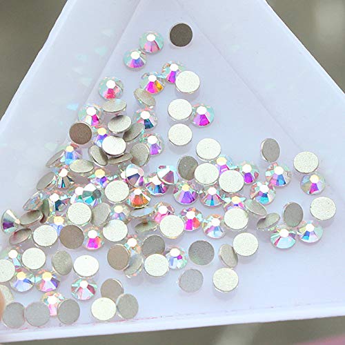 PrettyG 9 Packs Set with SS3 SS4 SS5 SS6 SS8 SS10 SS12 SS16 SS20 1440PCS/Pack Nail Crystals AB Coating Nail Art Sparkly Round Flatback Rhinestones, Non-Self-Adhesive AB-S3S20