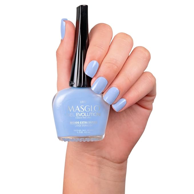 MASGLO GEL EVOLUTION Nail Polish Gel Effect, No UV/Led Lamp Required, Duration up to 12 day, 1 peice color Gel sin necesidad de lampara UV/Led, hasta 12 dias de duracion (LIBRE)