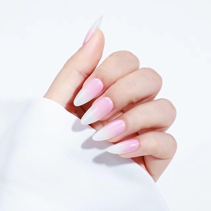 Rnker Press On Nails - Gradient Color, Almond Top gel Nails with Bright Finish, 15 Sizes - 30 Nail Kit with Glue