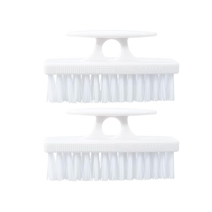 Superio Nail Brush for Cleaning Fingernails, Nail Scrubber Brush, Toe Foot Hands Fingernail Brush Cleaner- Small Scrub Brush- All-Purpose Stiff Cleaning Brush for Home, Kitchen, Work, (2, White)