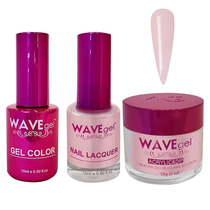 WAVEGEL Soak-Off Gel, Nail Lacquer & Acrylic/Dip Powder Matching Set - Princess Collection - #008 Pink Antique