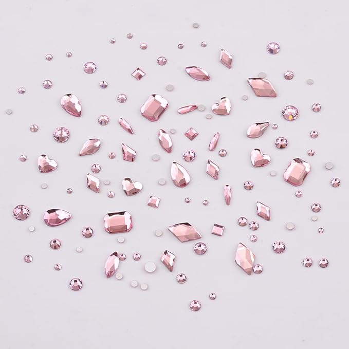 820pcs Pink Flatback Nail Art Shape Rhinestones Mixed Size 1.5-5mm Round Glass Nail Crystals Diamonds Stones Gems for Nail Art Makeup Clothes Shoes Crafts