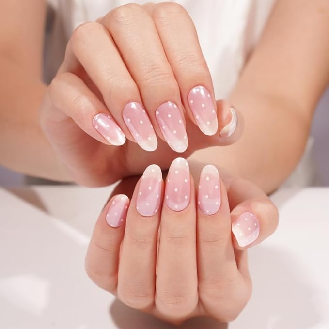 Semi-Cured Gel Nail Strips - 20 Salon-Quality Gel Sticker with UV Light Required, Long Lasting, Easy Application & Removal, Includes Prep Pad, Nail File, Wooden Stick – Powdered Sugar