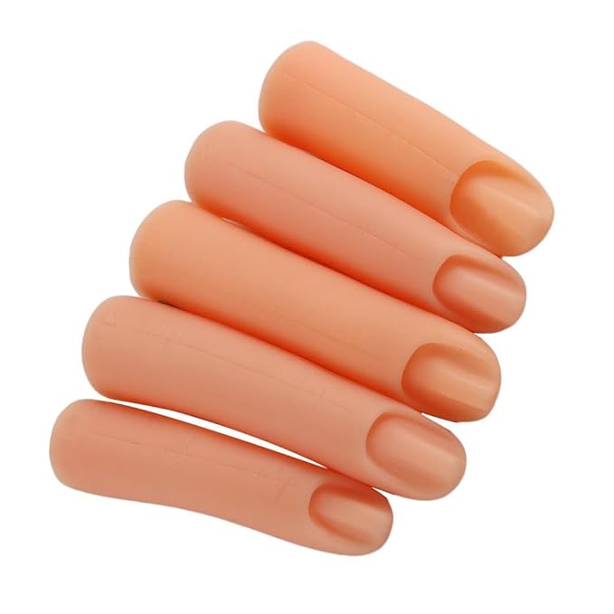 5Pcs Silicone Practice Fingers,Fake Nail Training Finger Soft Realistic Joint Nail Practice Fingers Manicure False Fingers for Hand Nail Art Training Display Tools