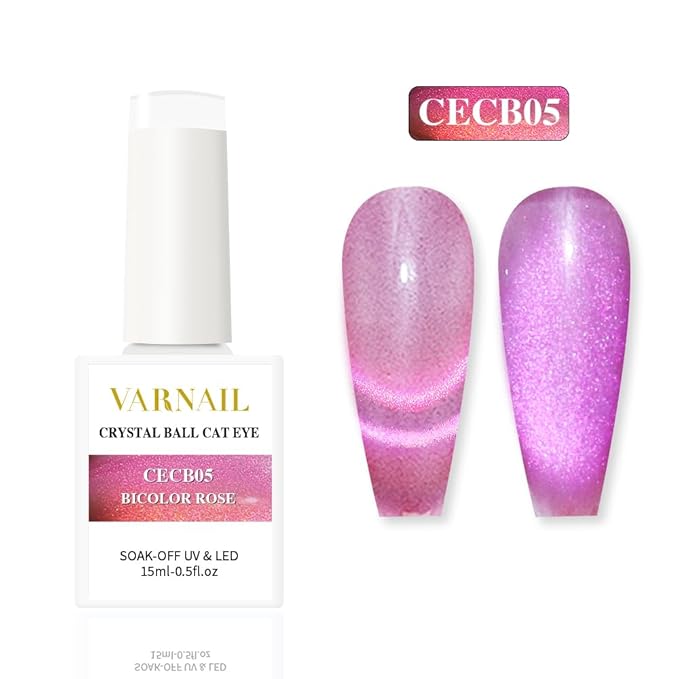 VARNAIL Crystal Cat Eye Gel Polish Set 6 Colors, 15ML Glitter Aurora Gel Polish with Magnet, Soak off UV Light Gel Nail Polish Set, Salon Quality Magnetic Gel Nail Polish