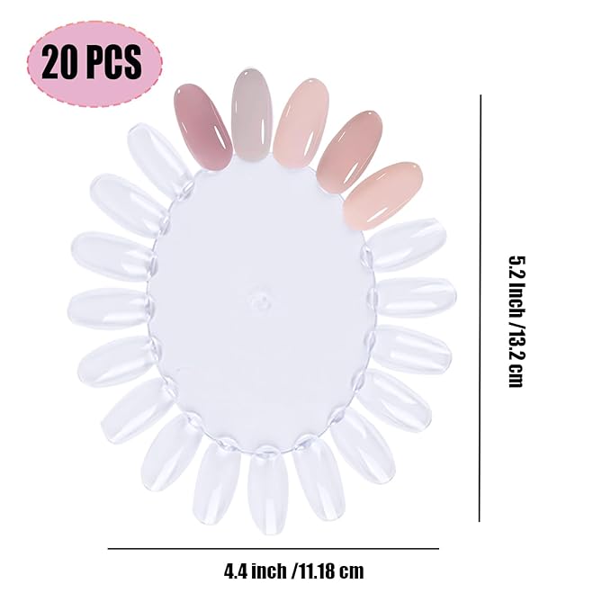 20Pcs Nail Swatches Wheels Plastic Nail Polish Swatch, Nail Display Color Sample Swatch Wheel for Color Show (400 Tips, with Number Stickers)