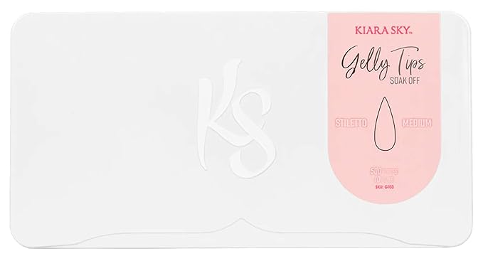 Kiara Sky Gelly Tips | Soak Off Soft Gel Nail Extensions | 500 pieces - 10 Sizes | Medium Stiletto