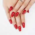Red Medium Coffin Press On Nails, Cat Eye Press on Nails, Fashion Gel Fake Nails, Reusable Red Fake Nails, Glossy Stick on Nails for Women Girls, Glue on Nails Kit, Ballet Heatwave