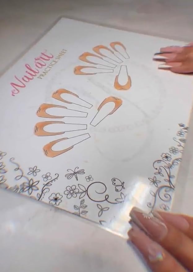 Acrylic Nail Practice Sheet Acrylic nail training mat Nail art practice Sheet Acrylic bead placement training sheet, Practice how to do acrylic nail art Acrylic Line & 3D Practice mat