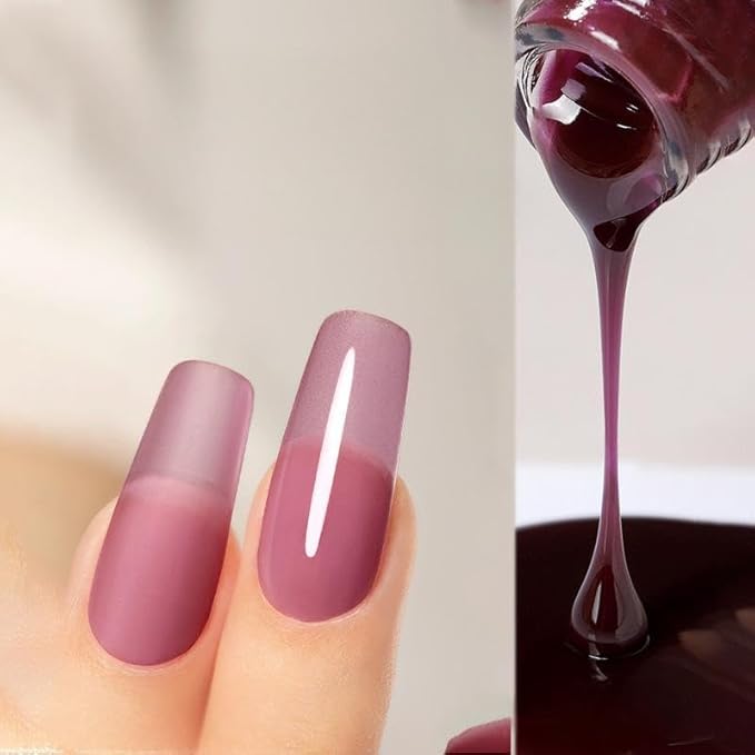 TPO Free Jelly Translucent Gel Nail Polish Set，6pcs 10ml Red Pink Purple Milk White Long-lasting Soak off UV Light Suit Give It to Women as a Gift for Daily Life at Home (119-C)