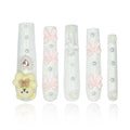 2025 White Long Nails with Cute Bear Rose Bow Design, Reusable PMMA Acrylic Handmade Nails Full Deluxe 3D Fake Nails with Pearls w/Box Ladies Gift (White, Medium)
