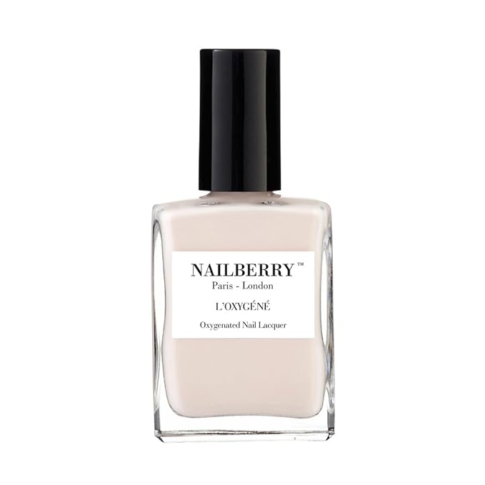Nailberry L'Oxygéné Oxygenated Nail Lacquer | Almond | Off-White Light Beige Opaque Nail Polish | UV Protected Long-Wear Nail Polish | 12-Free | Vegan | Certified Halal | Cruelty & Gluten Free | 15 ml