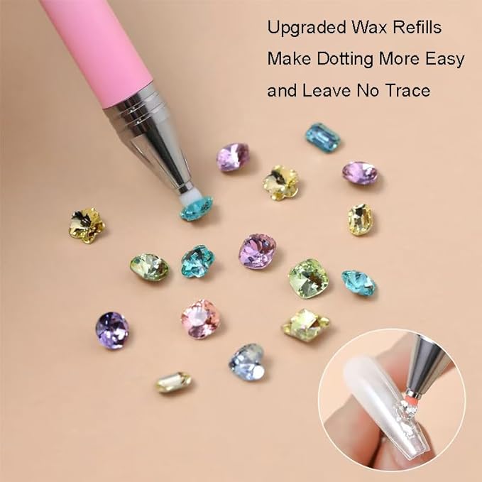 Rhinestone Picker Wax Pen, Refillable Rhinestones Applicator with 3 Additional Wax Refills, Rhinestone Picker Tools for Nail Art Design and Diamond Art Painting
